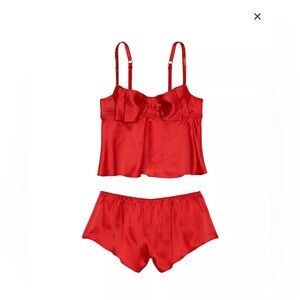 Bow Topped Satin Cami Set